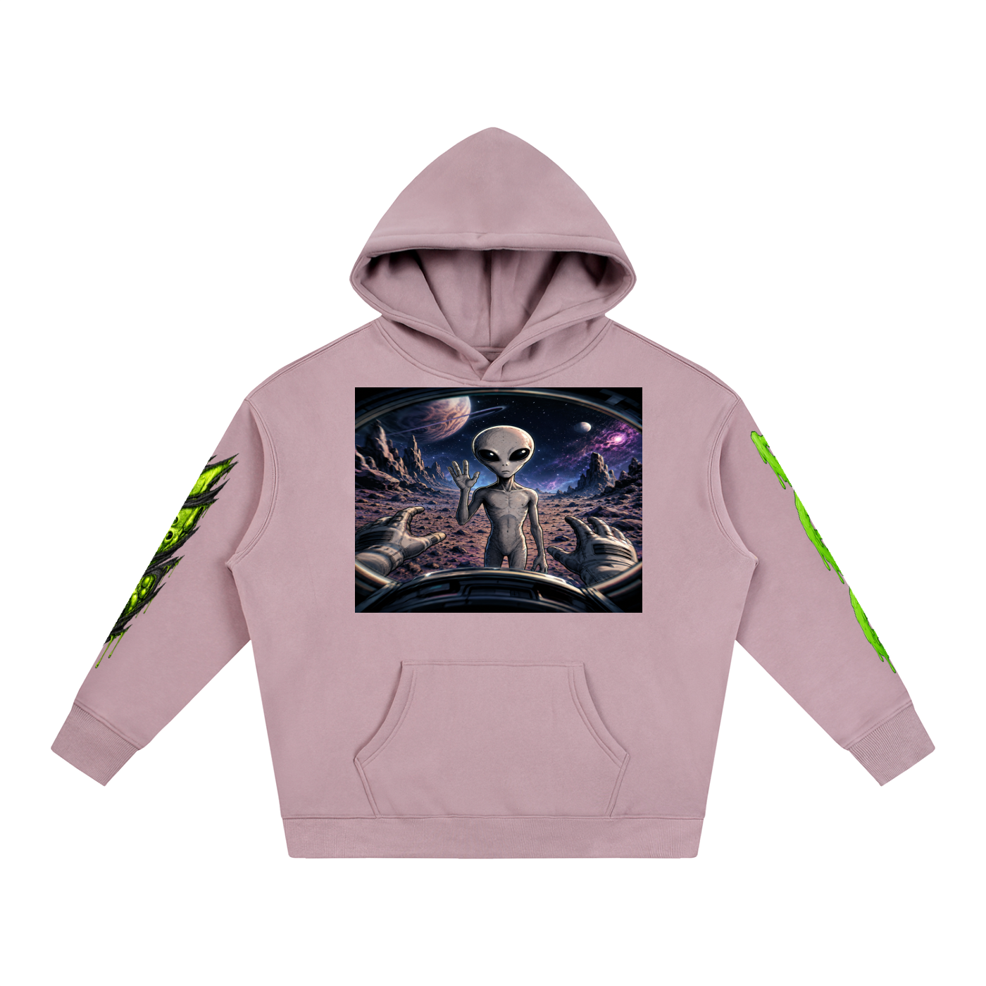 Space Alien Oversized Fleece Hoodie