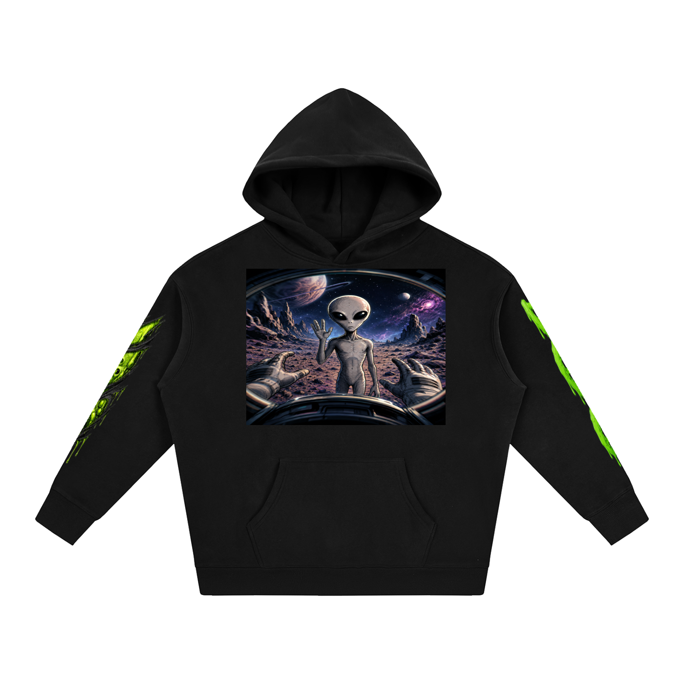 Space Alien Oversized Fleece Hoodie