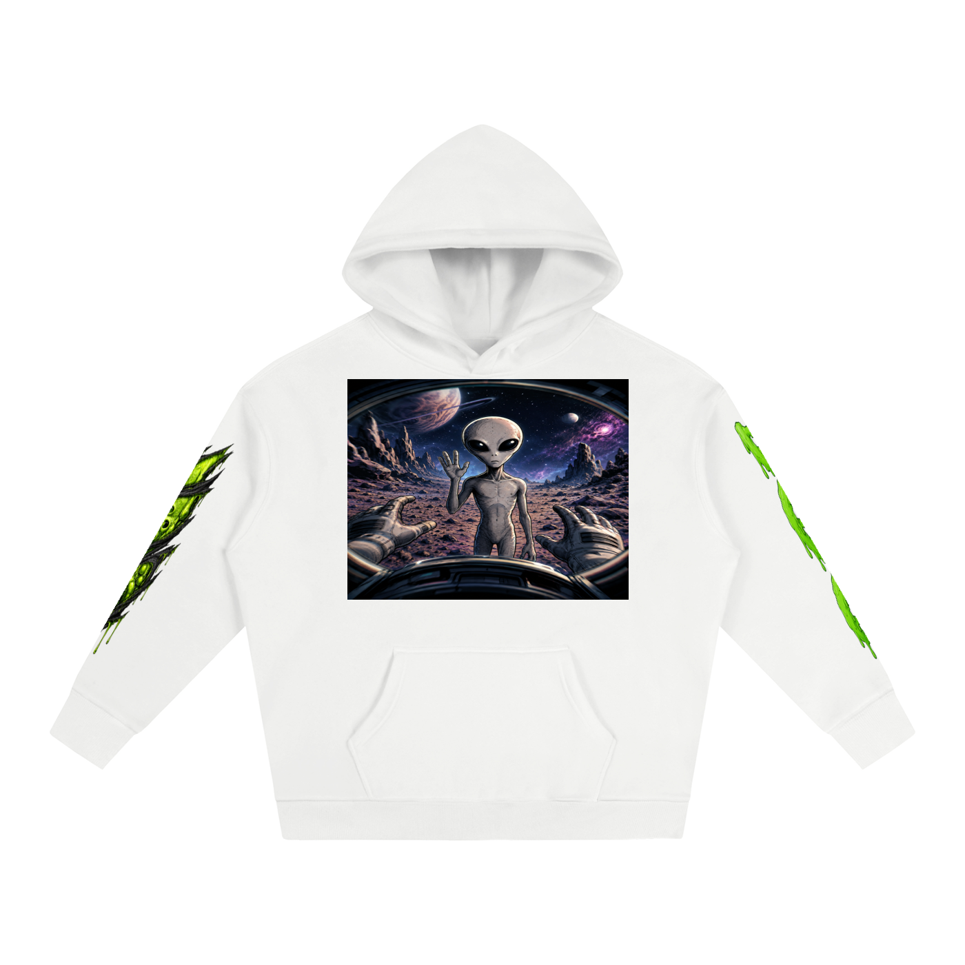 Space Alien Oversized Fleece Hoodie