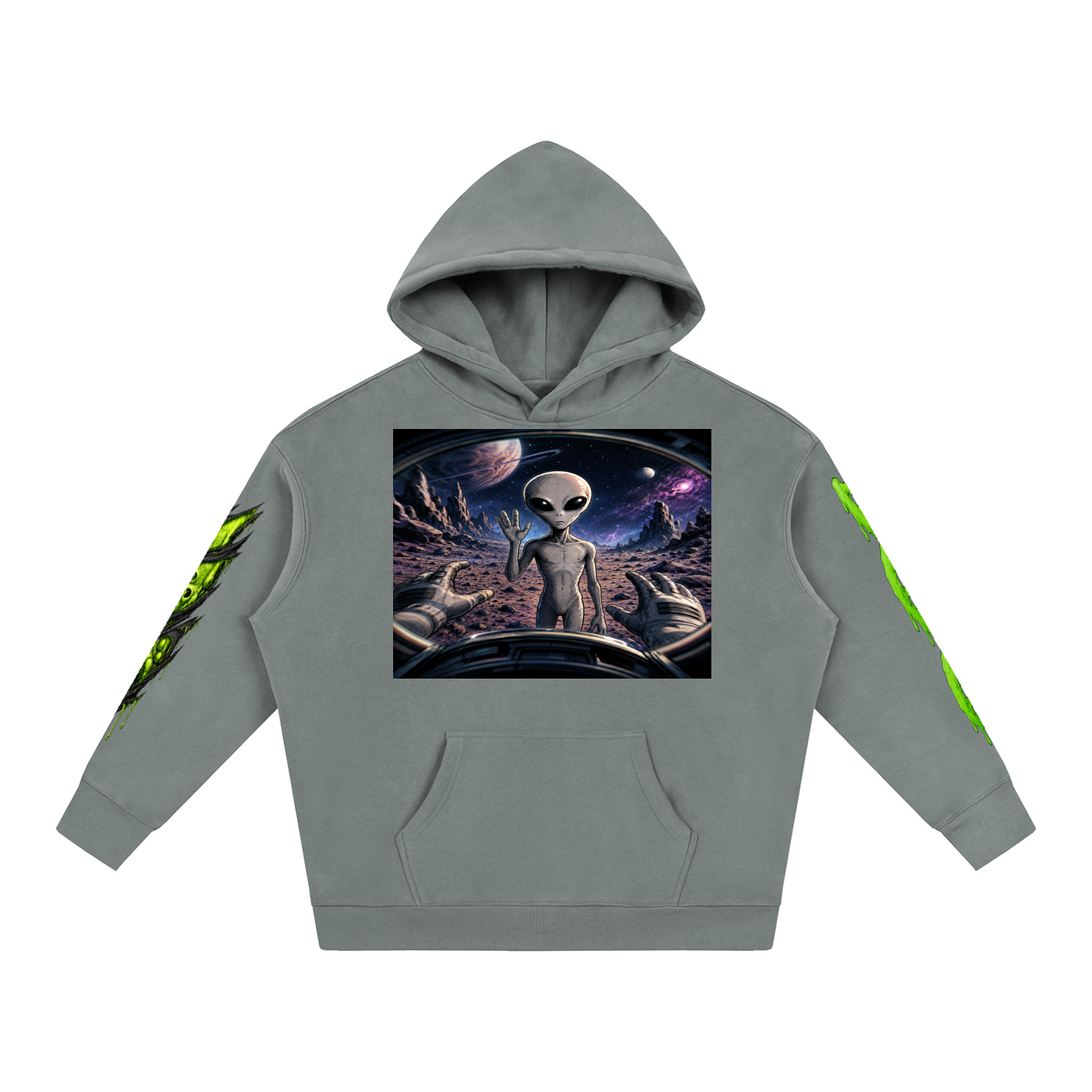 Space Alien Oversized Fleece Hoodie