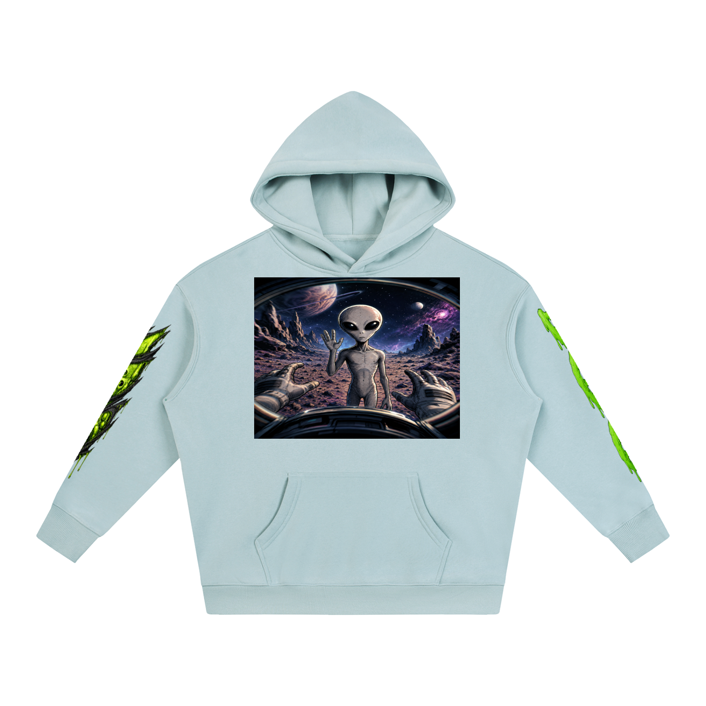 Space Alien Oversized Fleece Hoodie