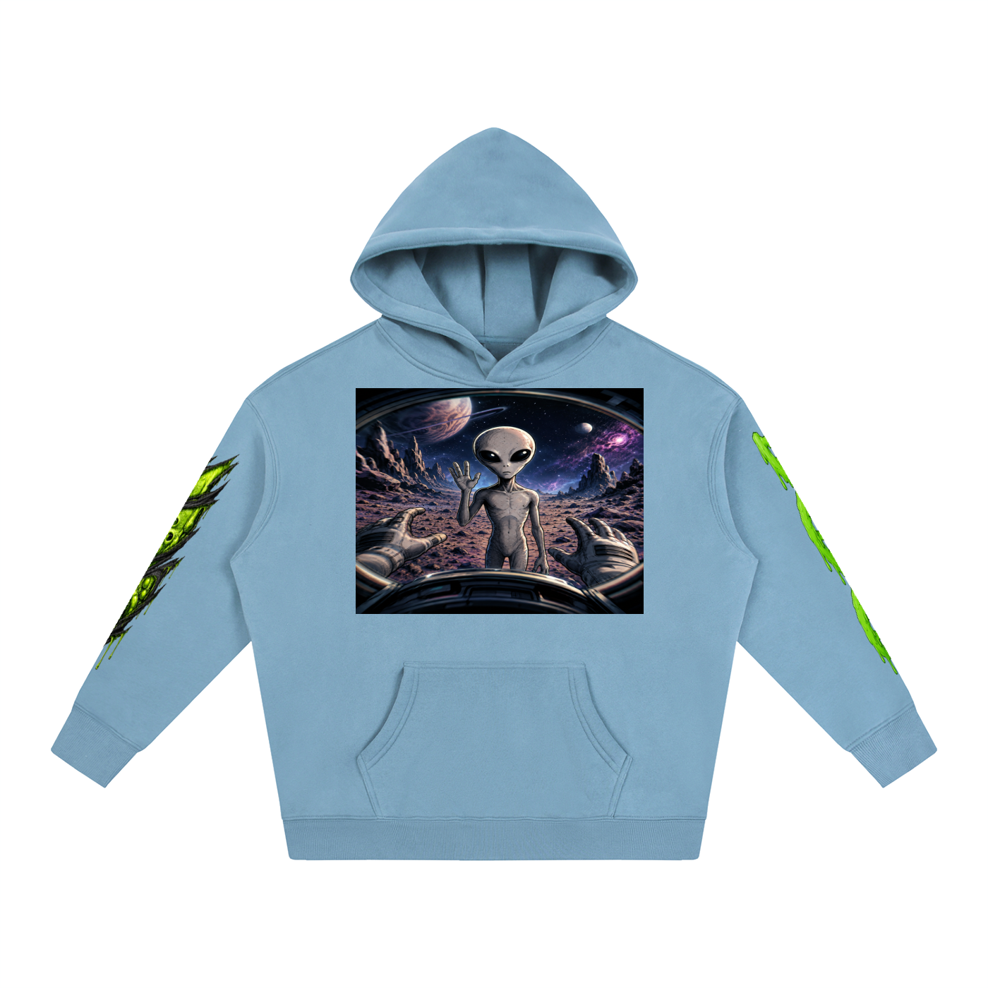 Space Alien Oversized Fleece Hoodie