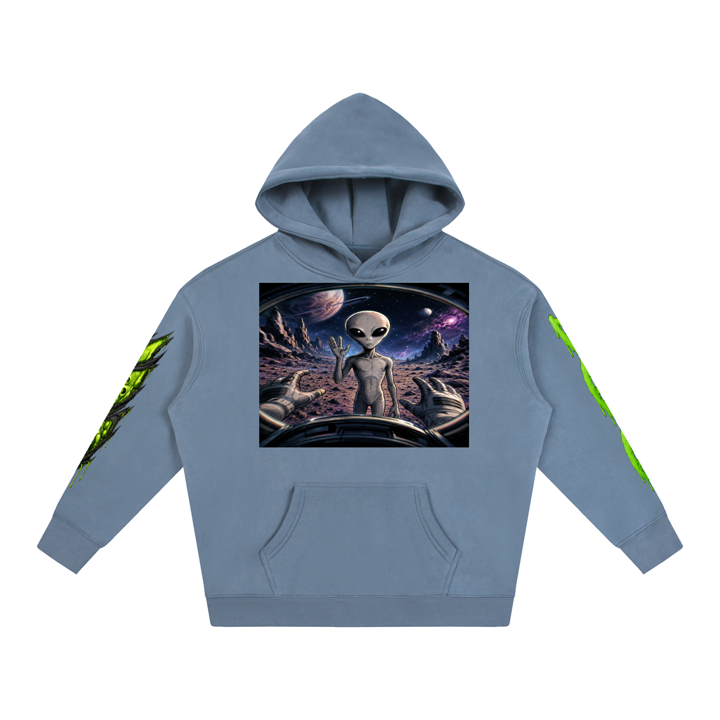 Space Alien Oversized Fleece Hoodie