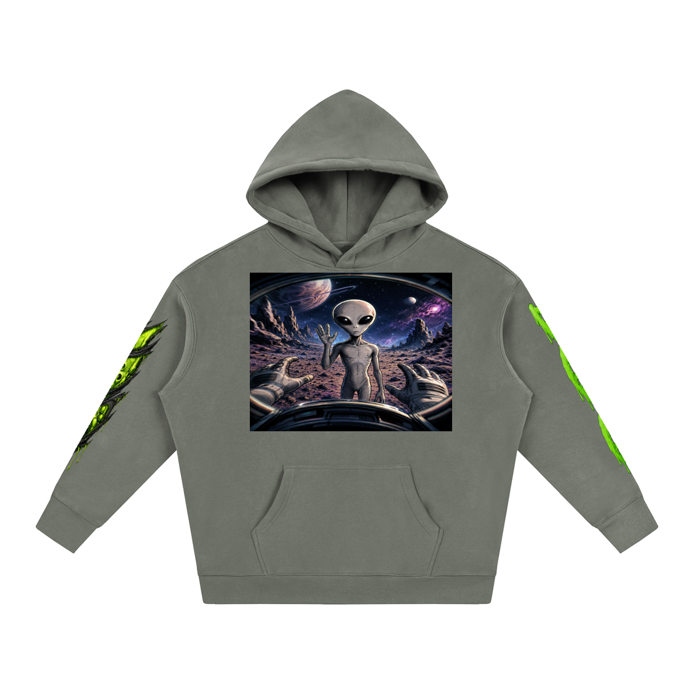 Space Alien Oversized Fleece Hoodie