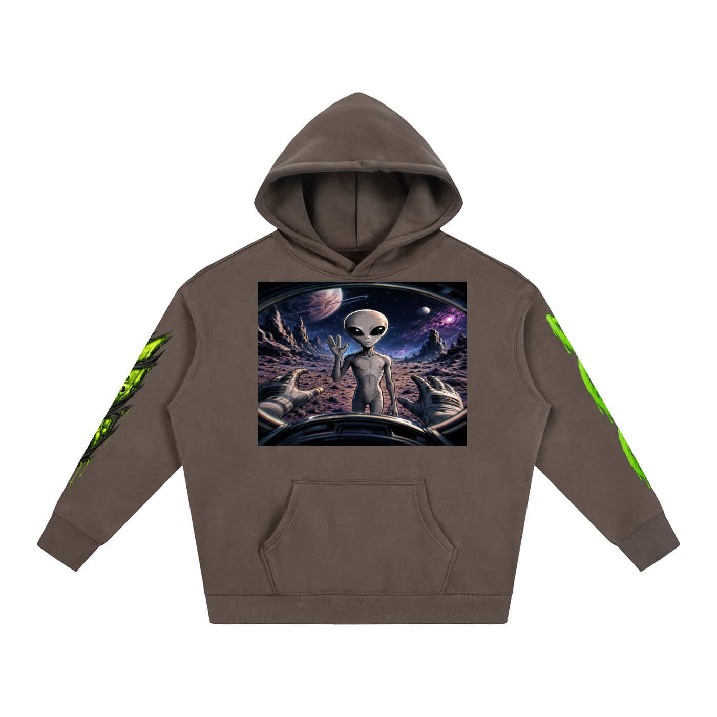 Space Alien Oversized Fleece Hoodie